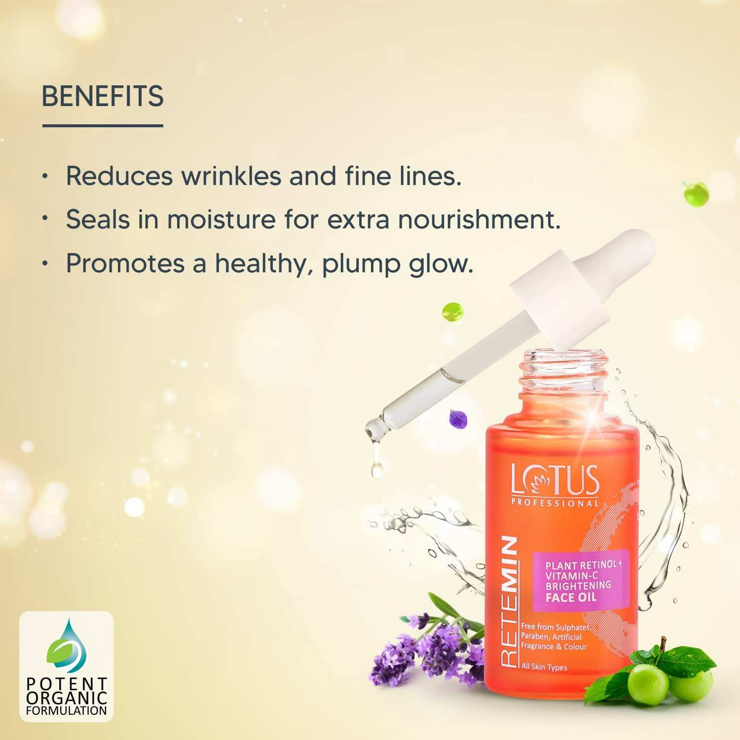 Lotus Professional Retemin Plant Retinol + Vitamin C Brightening Facial Oil - Distacart