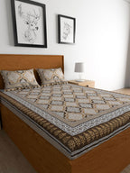 Urban Magic Brown 104 TC King Bedsheet with 2 Pillow Covers