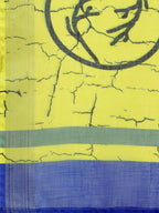 Sangria Lime Green & Grey Tie and Dye Pure Linen Saree - Distacart