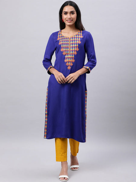 Souchii Women Beautiful Ethnic Motifs Yoke Design Mirror Work Kurta