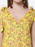 Myshka Yellow Color Cotton Printed Dress