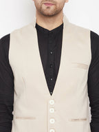 Even Apparels Cream Merino Men Woven Nehru Jacket - Distacart