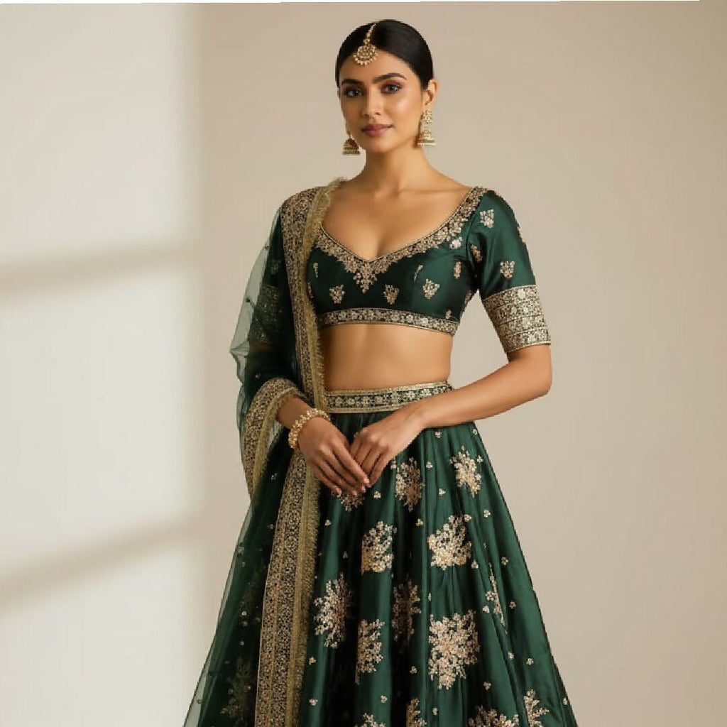 Lehenga Mart Designer Indian Wedding Lehenga Choli-Green - Distacart