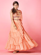 Myra Peach Art Silk Designer Lehenga