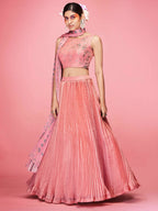 Myra Peach Art Silk Embroidered Designer Lehenga