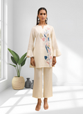 Joban Fashion Cream Linen Embroidered Readymade Cord Set - Distacart