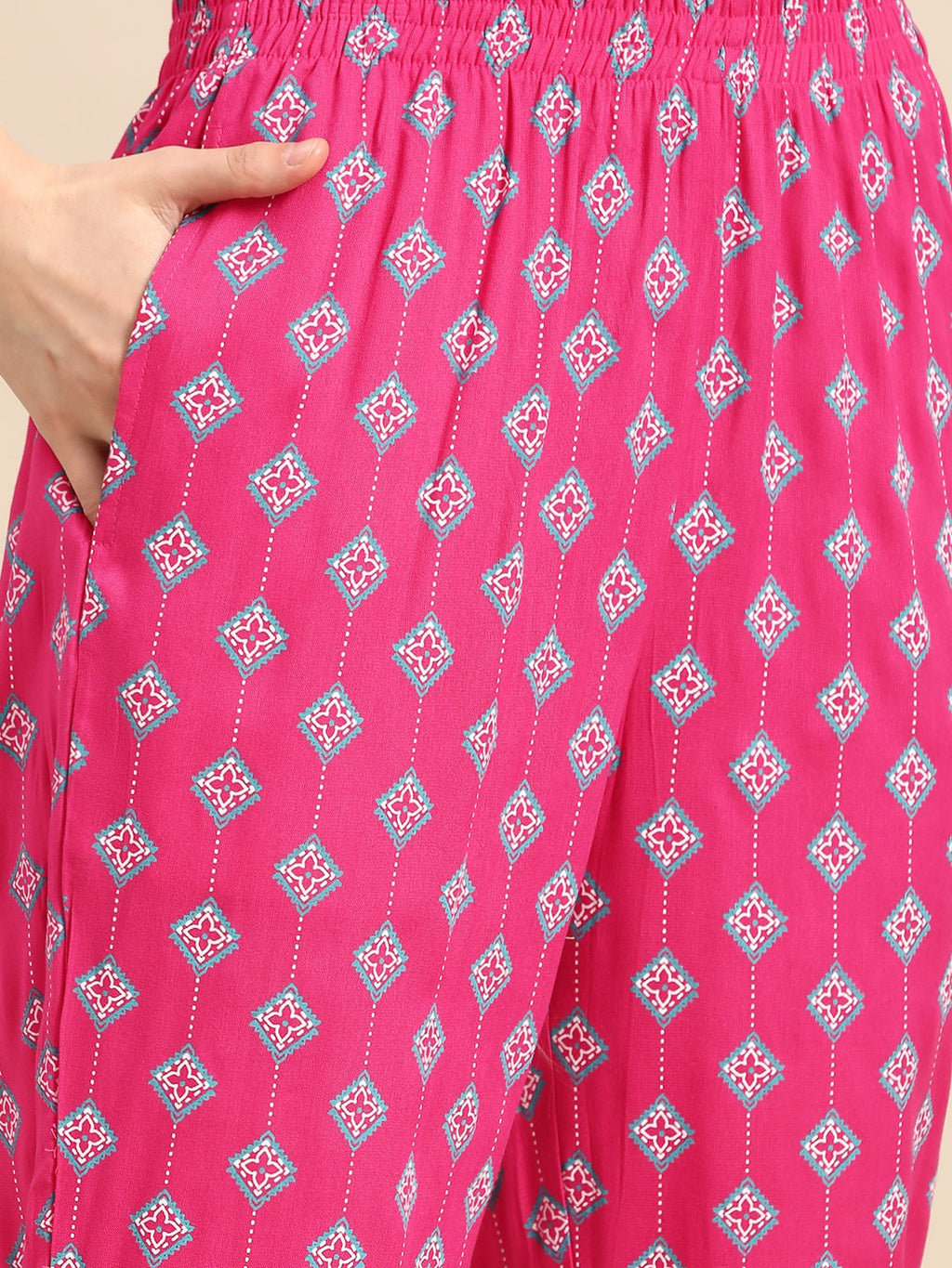 Sangria Ethnic Motifs Printed Pure Cotton Kurta with Palazzos