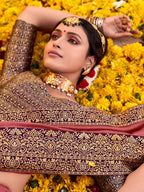 Saree Mall Zari Mauve & Purple Silk Blend Sarees