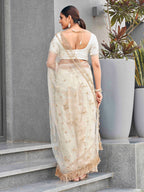 Tikhi Imli Ethnic Motifs Sequinned Embroidered Net Saree - Distacart