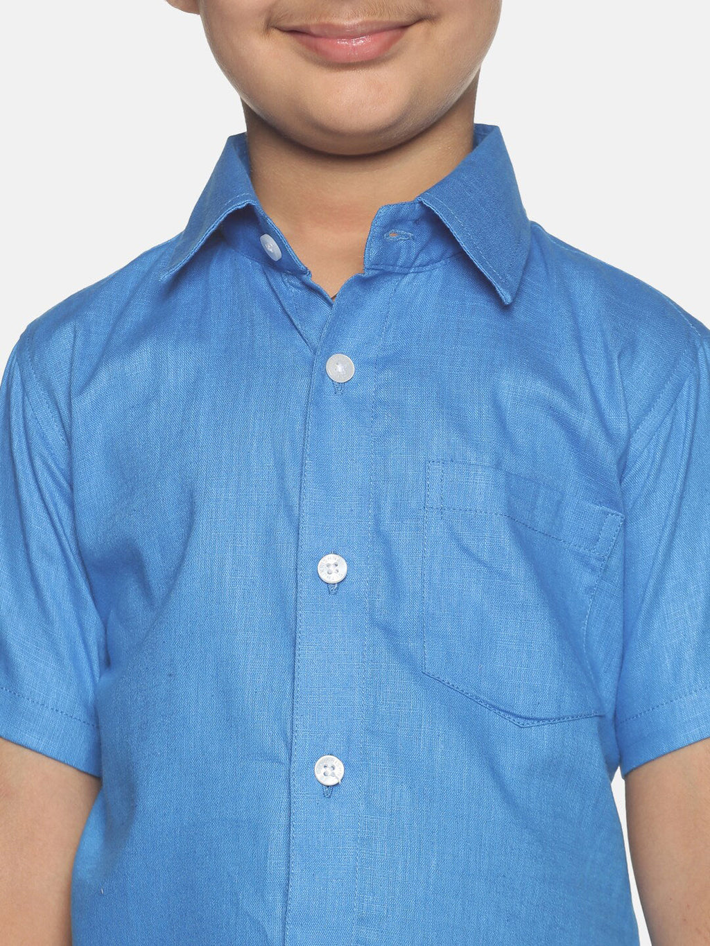 Sethukrishna Boys Blue & White Shirt with Dhoti
