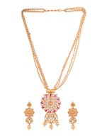 Saraf RS Jewellery Gold-Plated White & Pink American Diamond Studded & Beaded Handcrafted Set - Distacart