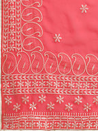 Sangria Rose & Gold-Toned Floral Chikankari Silk Blend Saree