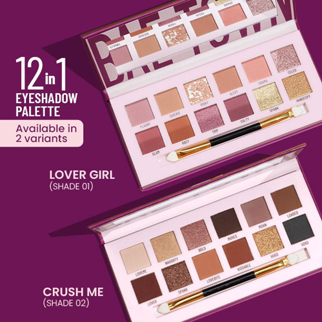 Swiss Beauty Bae Town 12-In-1 Comes Eyeshadow Palette With Eye Brush - 02 Crush Me - Distacart