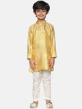 Sethukrishna Boys Gold-Toned & Off-White Kurta With Pyjamas