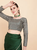 Sangria Green Sequinned Satin Saree - Distacart