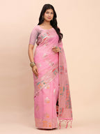 Shree Shyam Fashion Linen Cotton Pink Saree - Distacart