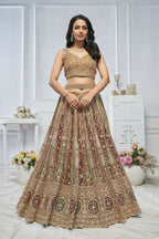 Kesar Fab Golden Net Embroidered Lehenga