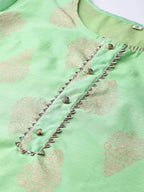 Yufta Women Green & Off-White Printed Kurta with Palazzo