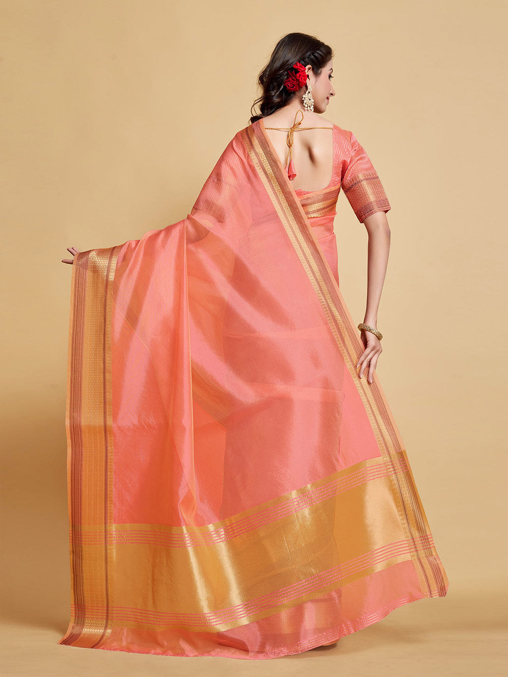 Sangria Woven Design Border Art Silk Banarasi Saree