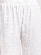 TAG 7 Women White Embroidered Flared Ethnic Palazzos