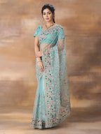 kasee Floral Embroidered Net Saree - Distacart