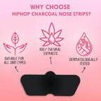 HipHop Skin Care Cleansing Charcoal Nose Strips For Blackheads, Whiteheads Remover, Pore Cleanser, with Natural Extracts