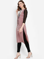 Ahalyaa Women Mauve Printed Straight Kurta