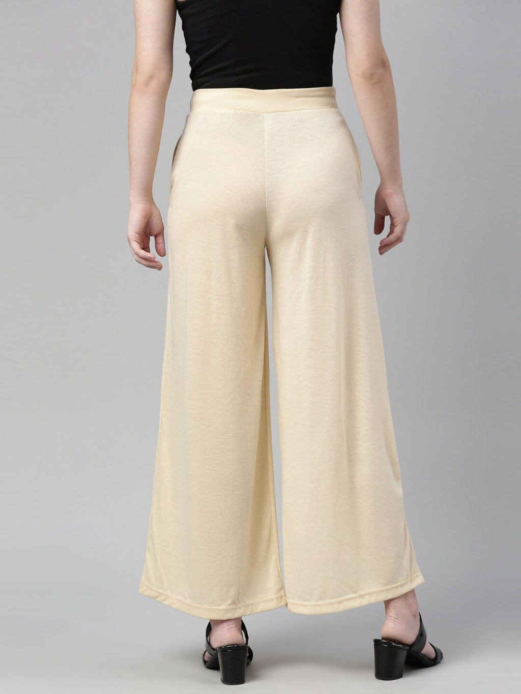 Souchii Beige Knitted Palazzos - Distacart