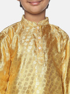 Sethukrishna Boys Gold-Toned Self Design Kurta with Pyjamas