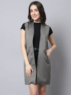 Even Apparels Grey Polywool Open Front Women's Long Coat BF496 - Distacart