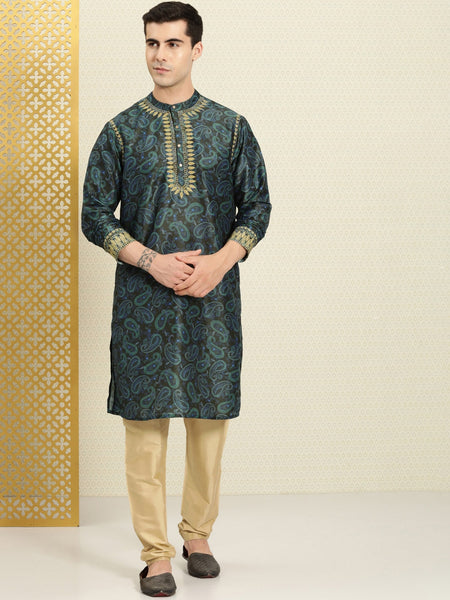 House of Pataudi Paisley Printed Rozana Kurta With Zari Detail