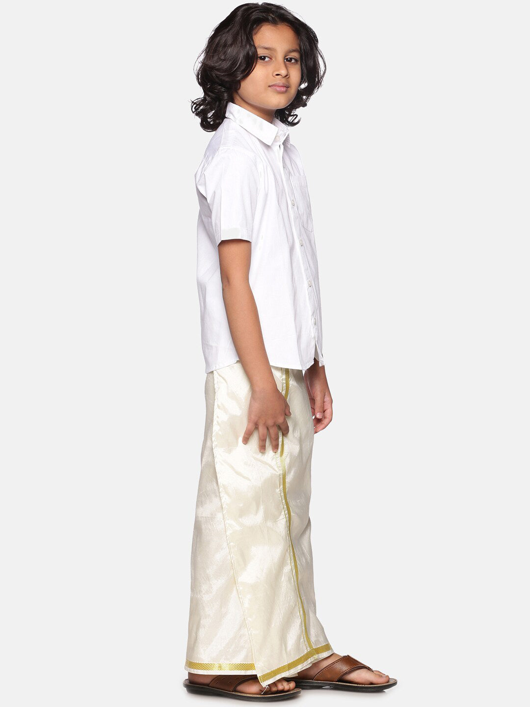 Sethukrishna Boys White Shirt with Readymade Dhoti