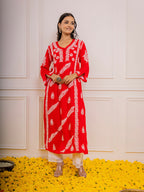 HOUSE OF KARI Cotton Floral Embroidered Chikankari Kurta