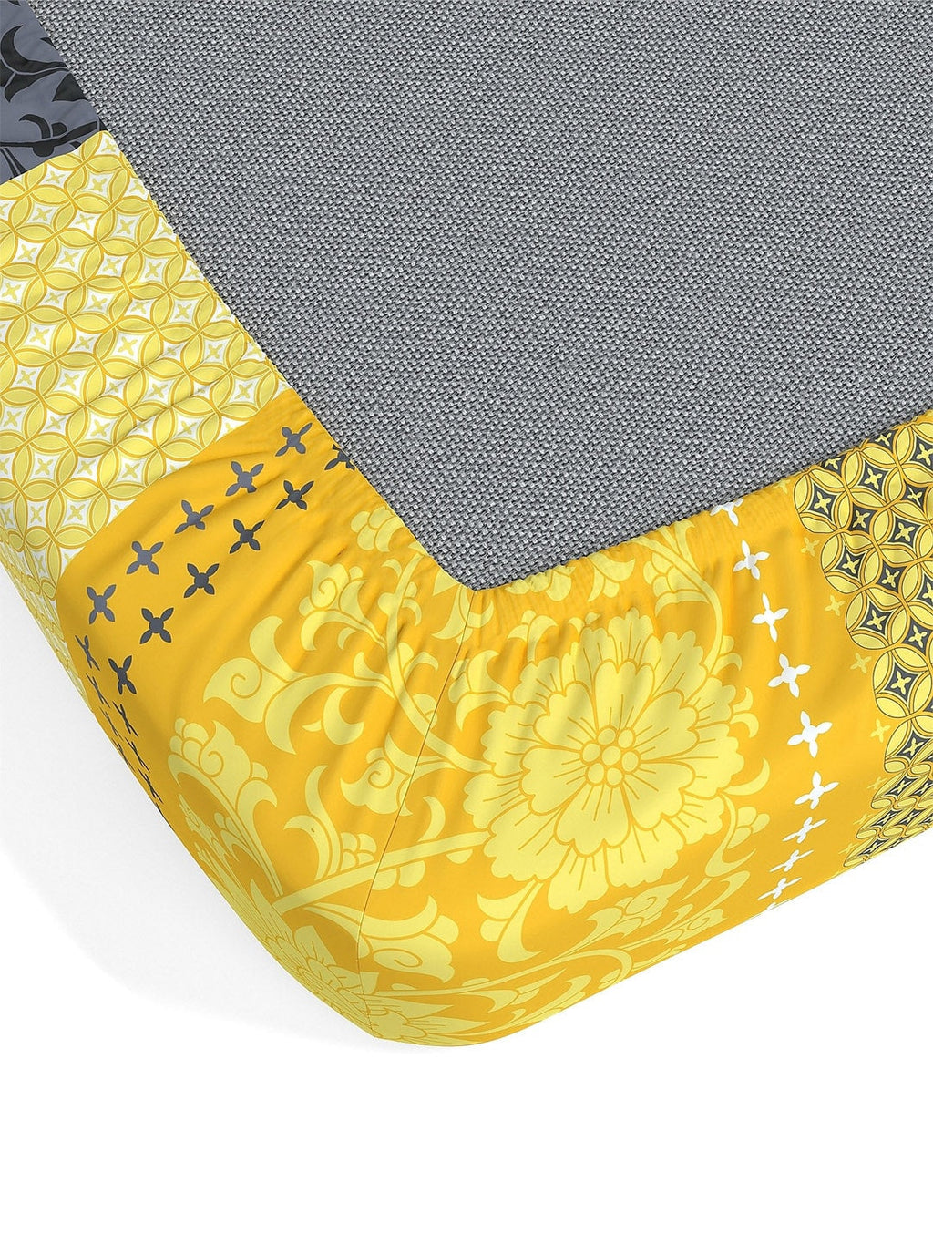 Dreamscape Yellow Ethnic Motifs Cotton 140 TC Fitted Single Bedsheet & 1 Pillow Cover
