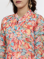 Souchii Multicoloured Floral Print Fit & Flare Asymmetric Dress - Distacart