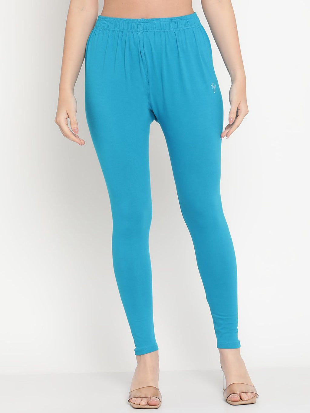 TAG 7 Women Pack Of 2 Pink and Blue Solid Comfort-Fit Ankle-Length Leggings