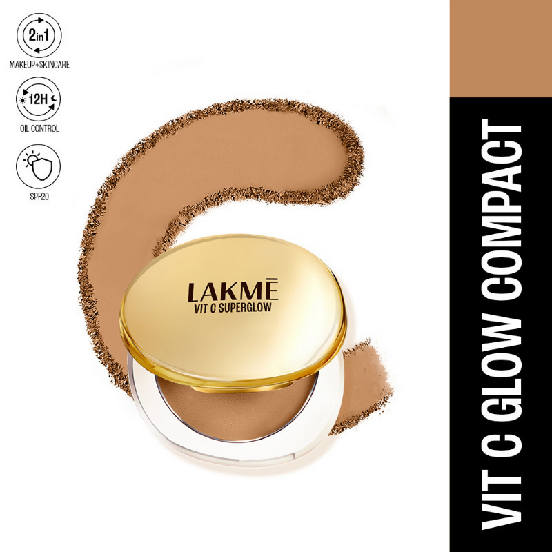 Lakme Vitamin C Superglow Skin Perfecting Compact with 1 % Vit C - Walnut
