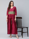 Ahalyaa Womens Burgundy crepe Printed Jumpsuit