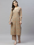 Miravan Women's Pure Cotton Printed Straight Kurta And Palazzo