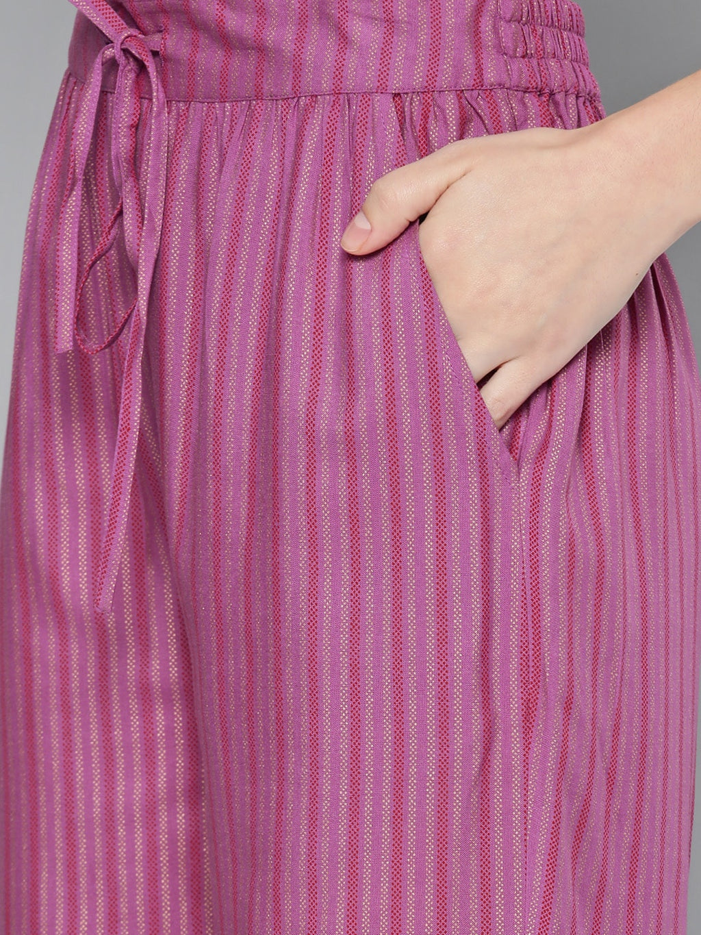 HERE&NOW Women Purple Printed Regular Kurta with Palazzos