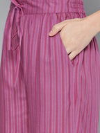 HERE&NOW Women Purple Printed Regular Kurta with Palazzos