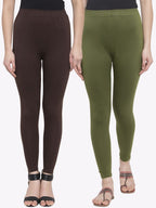 TAG 7 Women Pack Of 2 Solid Ankle-Length Leggings