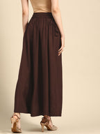 TAG 7 Women Coffee Brown Solid Flared Palazzos