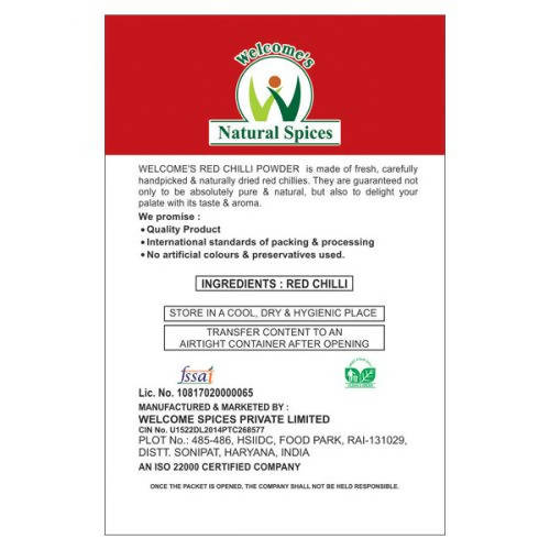 Welcome’s Natural Spices Red Chilli Powder - Distacart