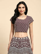 Brown Georgette Thread Embroidered Lehenga Choli with Dupatta - Tanya