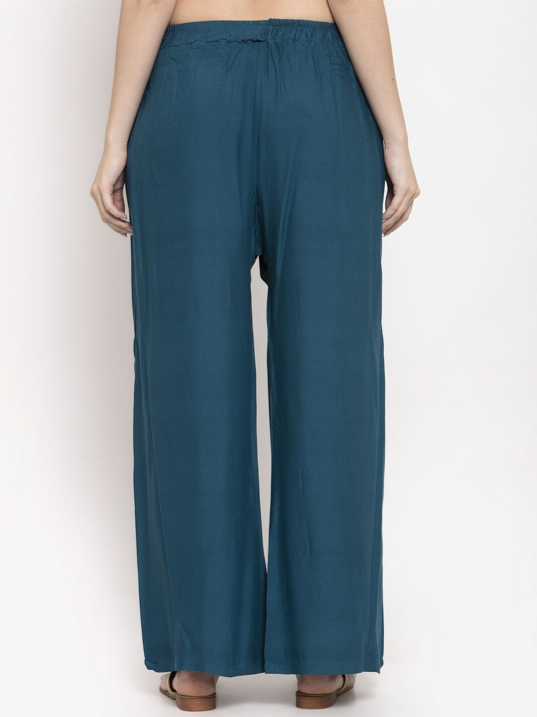 TAG 7 Women Set Of 2 Blue & Magenta Solid Straight Palazzos