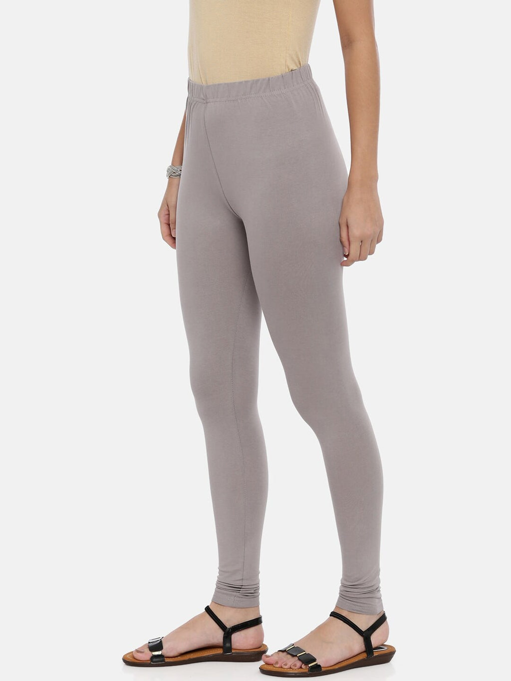 Souchii Women Grey Solid Slim-Fit Churidar-Length Leggings - Distacart