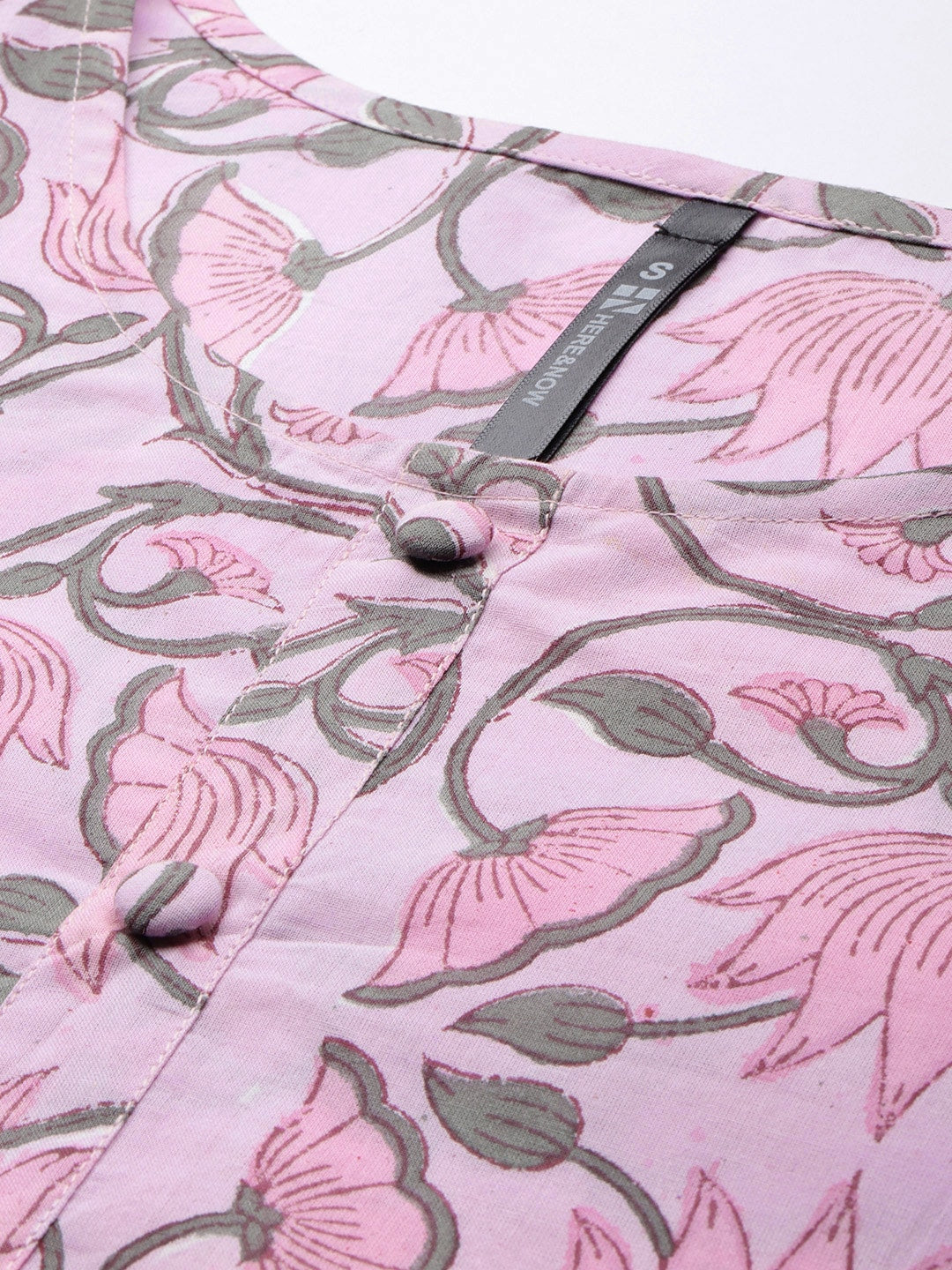 HERE&NOW Women Floral Printed Regular Pure Cotton Kurta with Palazzos & With Dupatta