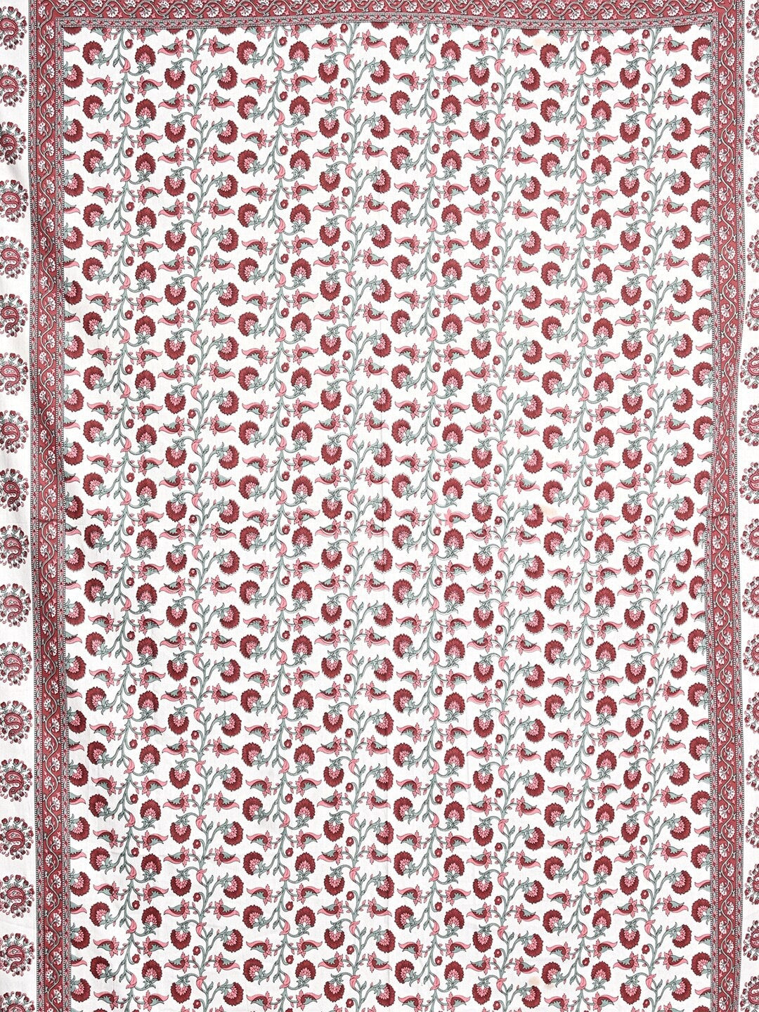 Urban Magic Pink & White Ethnic Motifs Cotton 104 TC King Bedsheet & 2 Pillow Covers