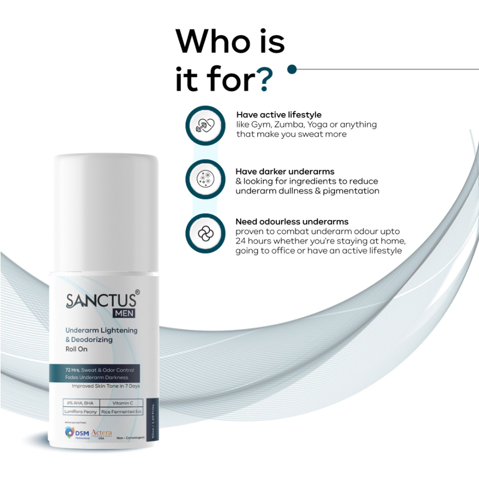 SANCTUS 6%AHA BHA Underarm Roll On For Men - Distacart